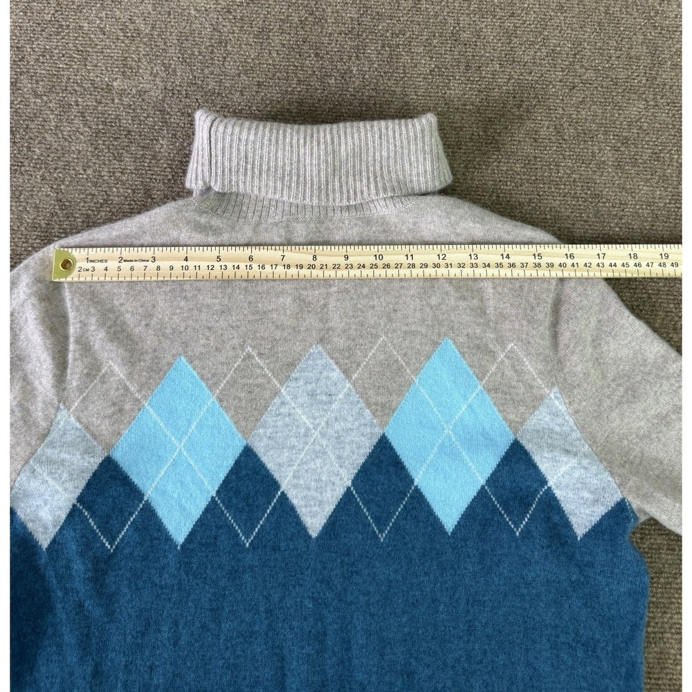 Lands' End Women's 100% Cashmere Turtleneck Sweater Petite L (14-16) Argyle Knit - Picture 6 of 9